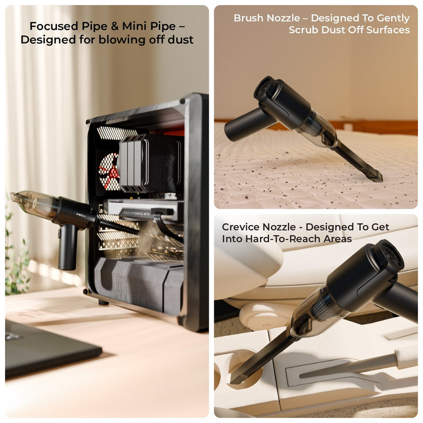 Xech | 9000Pa Turbo Suction Cleaner | Cordless & Compact Design | Dual Function for Car, Home, Office & portable uses
