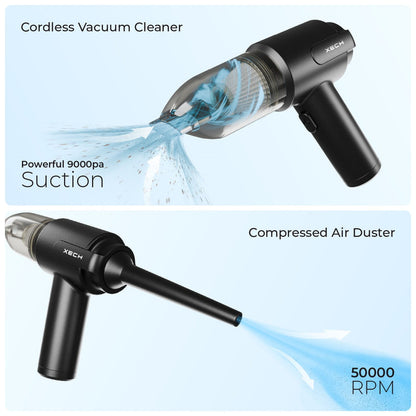Xech | 9000Pa Turbo Suction Cleaner | Cordless & Compact Design | Dual Function for Car, Home, Office & portable uses